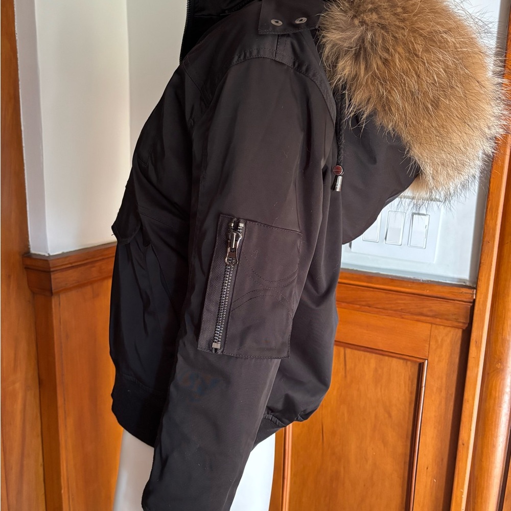 Linda Richard’s fur lined bomber jacket
